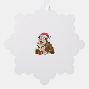 Xmas Lighting Santa Hat English Sheepdog Christmas Tree Decoration Card