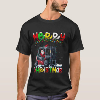 Xmas Lighting Santa Hat Forklift Merry Christmas T T-Shirt