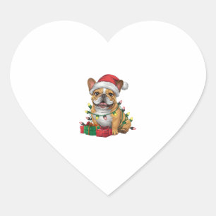 Xmas Lighting Santa Hat French Bulldog Christmas _ Heart Sticker