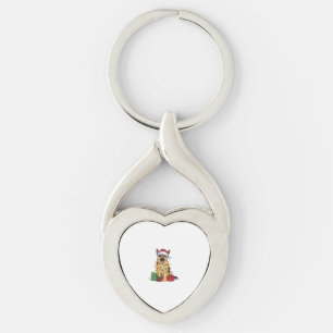 Xmas Lighting Santa Hat German Shepherd Dog Christ Key Ring