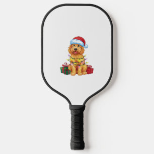 Xmas Lighting Santa Hat Goldendoodle Dog Christmas Pickleball Paddle