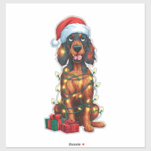 Xmas Lighting Santa Hat Gordon Setter Dog Christma