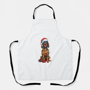 Xmas Lighting Santa Hat Gordon Setter Dog Christma Apron