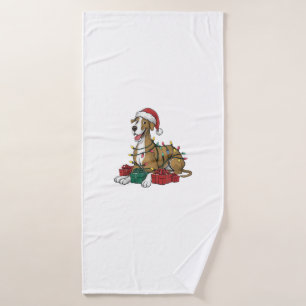 Xmas Lighting Santa Hat Great Dane Dog Christmas _ Bath Towel