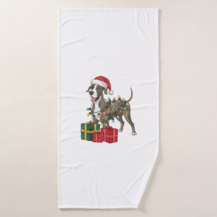 Xmas Lighting Santa Hat Great Dane Dog Christmas _ Bath Towel