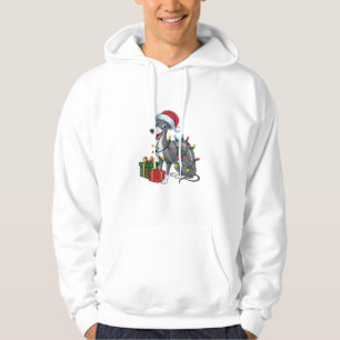 Xmas Lighting Santa Hat Greyhound Dog Christmas Hoodie