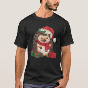 Xmas Lighting Santa Hat Hedgehog Christmas  T-Shirt