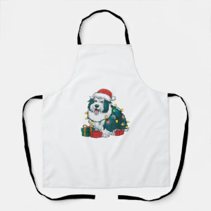 Xmas Lighting Santa Hat Icelandic Sheepdog Christm Apron