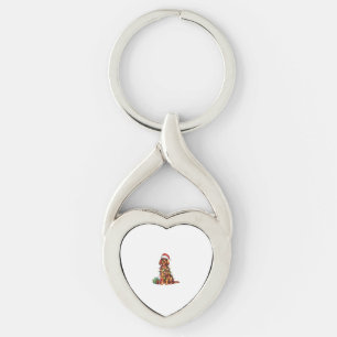 Xmas Lighting Santa Hat Irish Setter Dog Christmas Key Ring