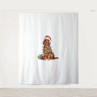 Xmas Lighting Santa Hat Irish Setter Dog Christmas