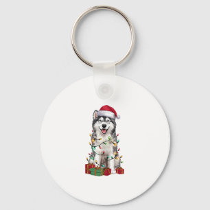 Xmas Lighting Santa Hat Irish Water Spaniel Dog Ch Key Ring