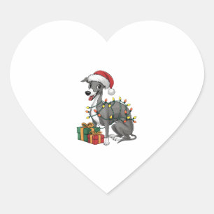 Xmas Lighting Santa Hat Italian Greyhound Dog Chri Heart Sticker