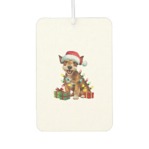 Xmas Lighting Santa Hat Jagdterrier Dog Christmas Car Air Freshener