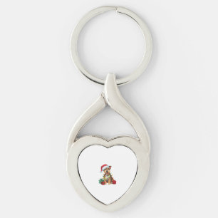 Xmas Lighting Santa Hat Jagdterrier Dog Christmas Key Ring