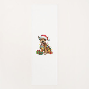 Xmas Lighting Santa Hat Jagdterrier Dog Christmas Yoga Mat