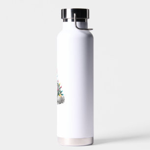 Xmas Lighting Santa Hat Japanese Spitz Dog Christm Water Bottle