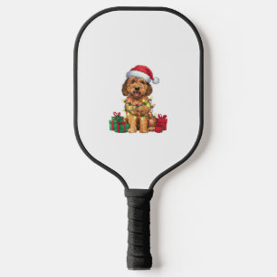 Xmas Lighting Santa Hat Labradoodle Dog Christmas Pickleball Paddle