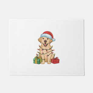 Xmas Lighting Santa Hat Labrador Retriever Dog Chr Doormat