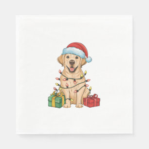 Xmas Lighting Santa Hat Labrador Retriever Dog Chr Napkin