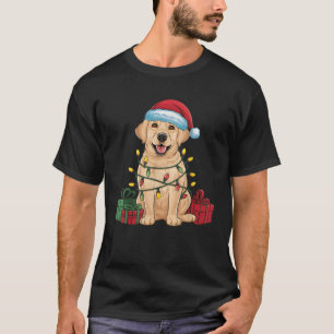 Xmas Lighting Santa Hat Labrador Retriever Dog Chr T-Shirt