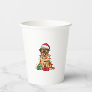 Xmas Lighting Santa Hat Leonberger Dog Christmas Paper Cups