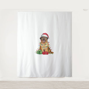 Xmas Lighting Santa Hat Leonberger Dog Christmas Tapestry