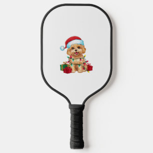 Xmas Lighting Santa Hat Maltipoo Dog Christmas  Pickleball Paddle