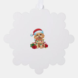 Xmas Lighting Santa Hat Maltipoo Dog Christmas  Tree Decoration Card
