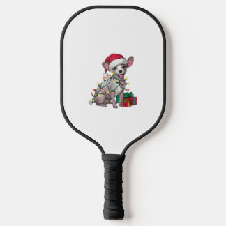 Xmas Lighting Santa Hat Mexican Hairless Dogs Chri Pickleball Paddle