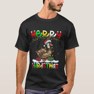 Xmas Lighting Santa Hat Muscovy Duck Bird Merry Ch T-Shirt