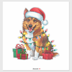 Xmas Lighting Santa Hat Norwegian Elkhound Dog Chr