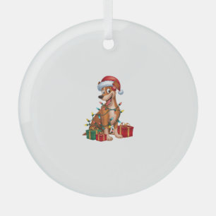 Xmas Lighting Santa Hat Pinscher Dog Christmas Glass Tree Decoration