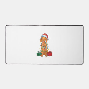 Xmas Lighting Santa Hat Pomeranian Dog Christmas  Desk Mat