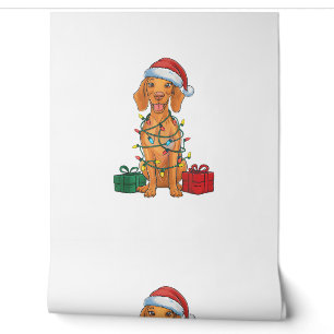 Xmas Lighting Santa Hat Pomeranian Dog Christmas Wallpaper