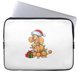 Xmas Lighting Santa Hat Poodle Dog Christmas _1 Laptop Sleeve