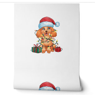 Xmas Lighting Santa Hat Poodle Dog Christmas  Wallpaper