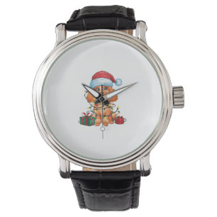 Xmas Lighting Santa Hat Poodle Dog Christmas Watch