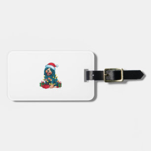 Xmas Lighting Santa Hat Portuguese Water Dog Chris Luggage Tag