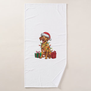 Xmas Lighting Santa Hat Rhodesian Ridgeback Dog Ch Bath Towel