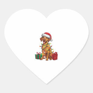 Xmas Lighting Santa Hat Rhodesian Ridgeback Dog Ch Heart Sticker