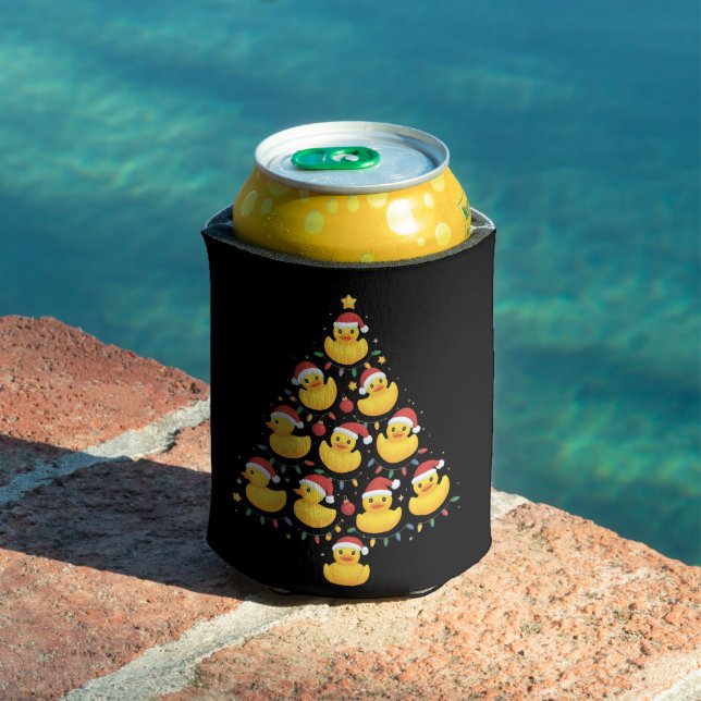 Xmas Lighting Santa Hat Rubber Duck Christmas Tree Can Cooler (In Situ Pool)
