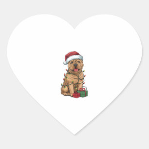 Xmas Lighting Santa Hat Shar Pei Dog Christmas _2 Heart Sticker