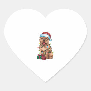 Xmas Lighting Santa Hat Shar Pei Dog Christmas Heart Sticker
