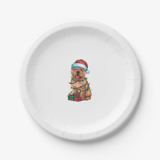 Xmas Lighting Santa Hat Shar Pei Dog Christmas  Paper Plate