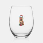 Xmas Lighting Santa Hat Shar Pei Dog Christmas  Stemless Wine Glass<br><div class="desc">Xmas Lighting Santa Hat Shar Pei Dog Christmas</div>