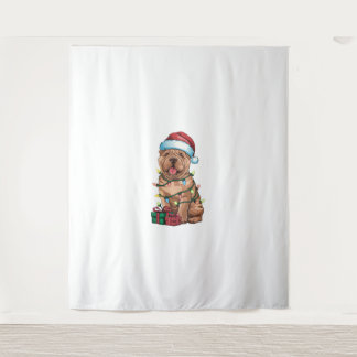 Xmas Lighting Santa Hat Shar Pei Dog Christmas  Tapestry