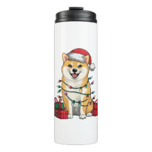 Xmas Lighting Santa Hat Shiba Inu Dog Christmas _1 Thermal Tumbler