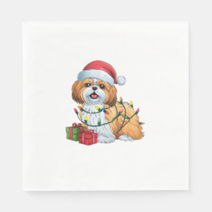 Xmas Lighting Santa Hat Shih Tzu Dog Christmas  Napkin