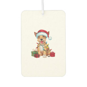Xmas Lighting Santa Hat Skye Terrier Dog Christmas Car Air Freshener