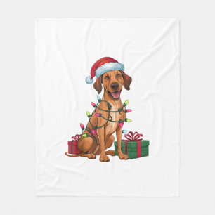 Xmas Lighting Santa Hat Thai Ridgeback Dog Christm Fleece Blanket